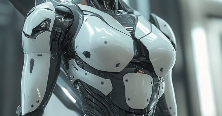 White humanoid robot close-up